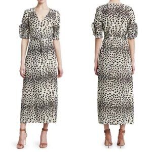 Sea New York Leo Animal Print Wrap Midi Dress Size 0